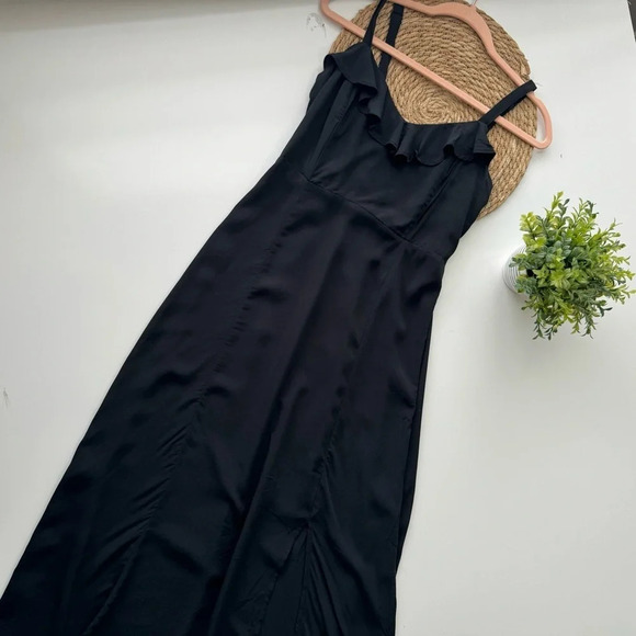 OLD NAVY Black Fit & Flare Ruffle-Trimmed Maxi Cami Dress Size Small - Picture 5 of 15
